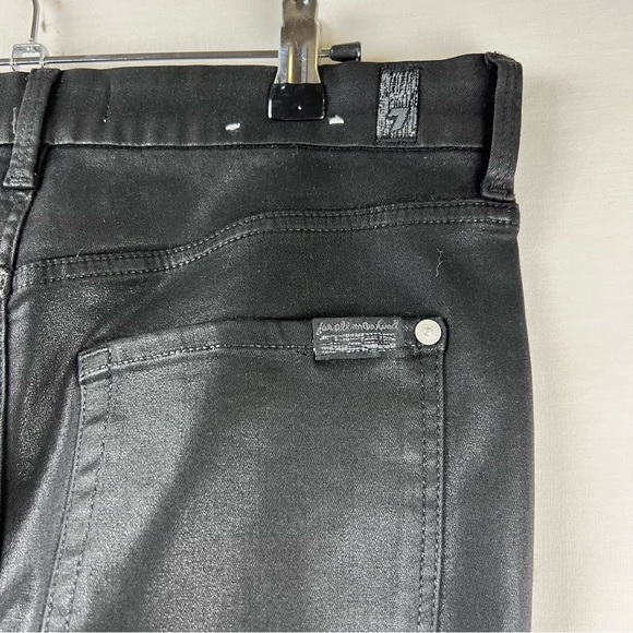 7 for all Mankind The High Waist Ankle Skinny Jeans in Black Coated Wax Size 31 - Picture 15 of 16